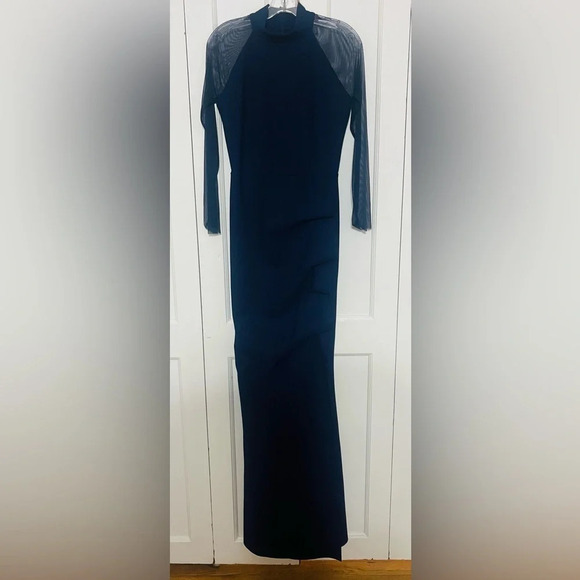 Chiara Boni Maylys Mock-Neck Long-Sleeve Illusion Gown - Picture 7 of 14